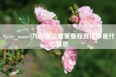 乐平九宫格位置重要程度排序是什么意思